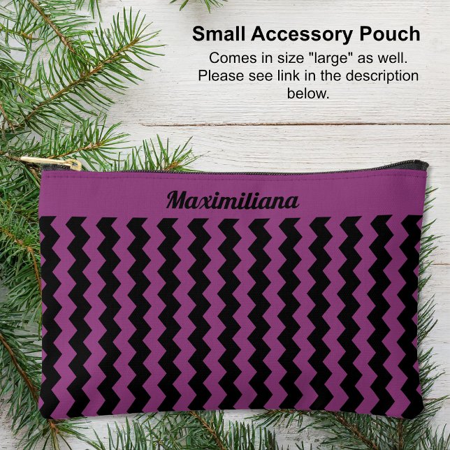 À Accessoires Chevrons violets et noirs - PETITE pochette d'acce (Small Accessory Pouch - Purple and Black Chevrons by Leapfroglisics Shop)