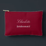 À Accessoires Élégante pochette d'accessoires pour femme de ména<br><div class="desc">Élégante Pouchette d'accessoires de Bridesmaid Bourgogne, s'il vous plaît personnaliser le nom de la servante d'honneur, en utilisant le modèle de personnalisation en ligne avant de commander. Le modèle de personnalisation peut également être facilement utilisé pour personnaliser la conception d'autres rôles d'invités mariages, comme Maid of Honor, en modifiant le...</div>