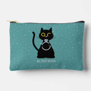À Accessoires FENÊTRE BLANCHE Funny Black Cat Pochette de propos