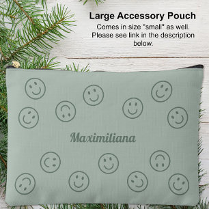 À Accessoires Happy Faces Green on Green - GRANDE pochette d'acc
