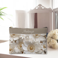 Magnifique pochette de mariage 3D blanche gardenia