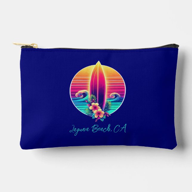 À Accessoires Planche de surf du coucher de soleil Pochette zipp (Recto)