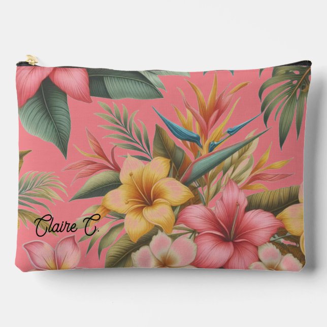 À Accessoires Pochette Accessoire Décorée de Fleurs Tropicales d (Recto)