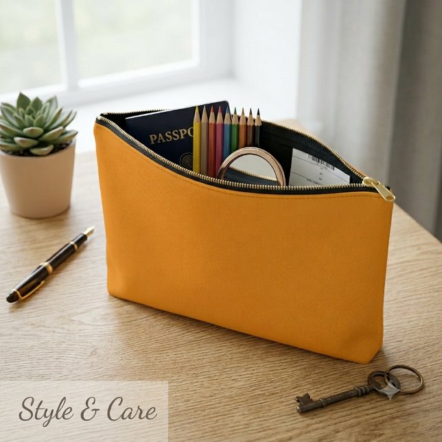 À Accessoires Pochette Accessoire Découpe et Couture Imprimée Or (Solid Orange Print Cut Sew Accessory Pouch)