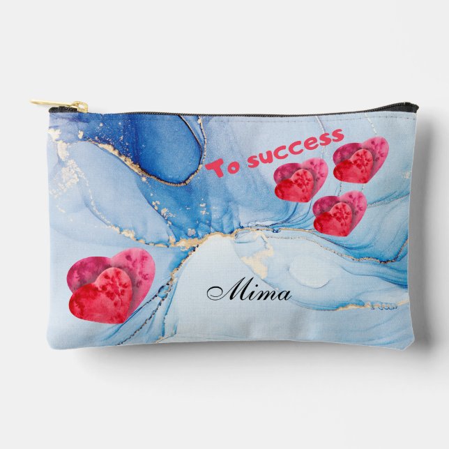 À Accessoires Pochette couleur ocre bleue personnalisée (Recto)