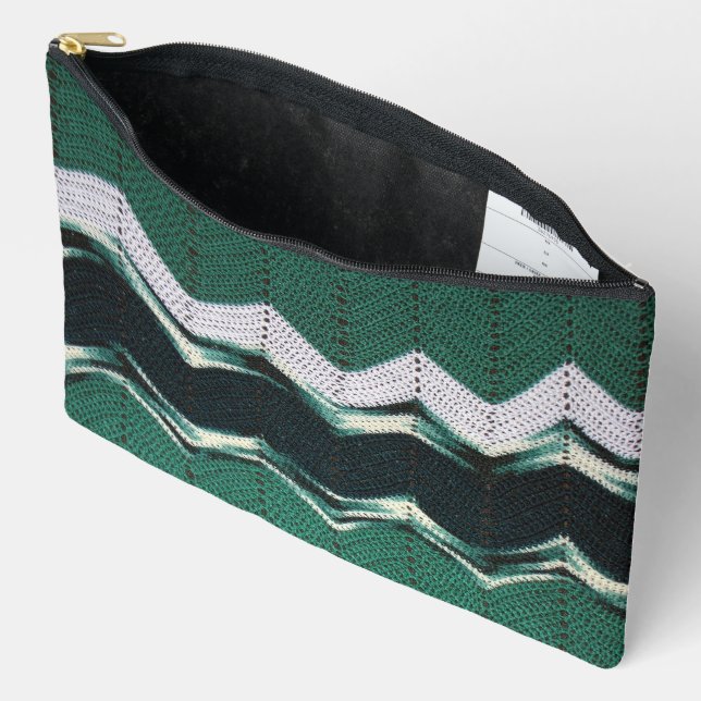 À Accessoires Pochette d'accessoires - Motif de ripple vert (Ouvrir)