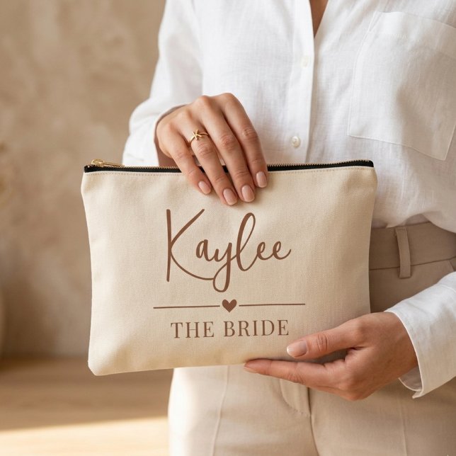 À Accessoires Pochette de demoiselle d'honneur avec texte person (bridesmaid thank you pouch gift, stylish bridal party pouch gift, personalized wedding pouch gift,)