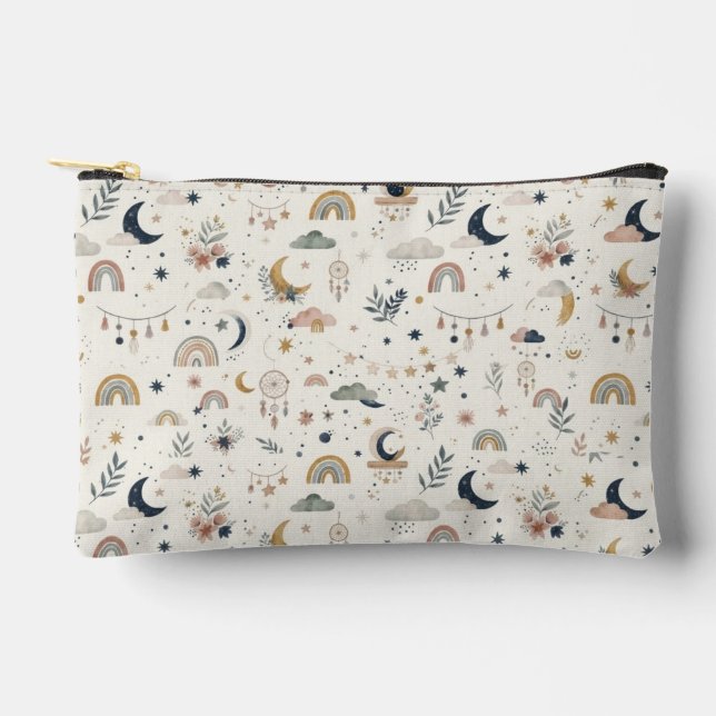 À Accessoires Pochette de Maquillage Bohème Céleste| Lune et Éto (Recto)