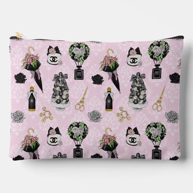 À Accessoires Pochette de Maquillage Illustration de Vanité Rose (Recto)