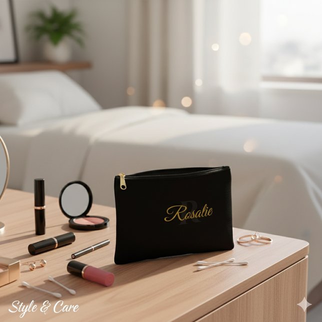 À Accessoires Pochette de Zipper Monogramme personnalisée pour E (Personalized Monogram Zipper Pouch for Essentials)