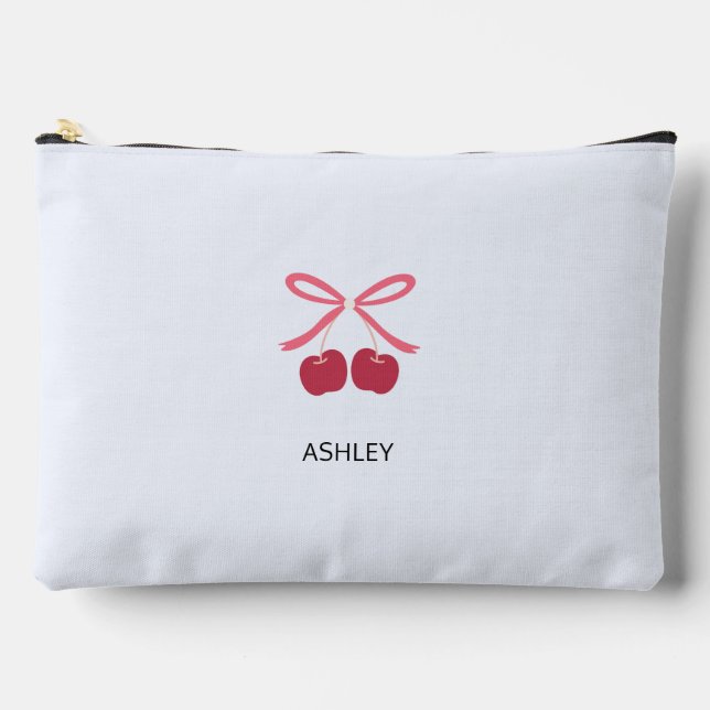 À Accessoires Pochette | Douce illustration de cerise avec noeud (Recto)