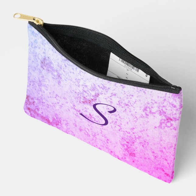 À Accessoires Pochette en crayon marbré rose et violet monogramm (Ouvrir)