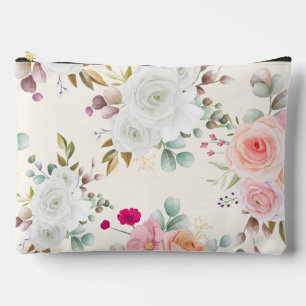 À Accessoires Pochette Fleurie en Or Rose