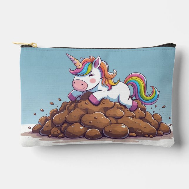 À Accessoires Pochette Licorne Caca Arc-en-ciel  (Recto)