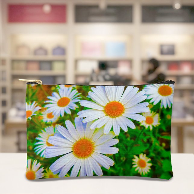 À Accessoires Pochette Marguerites Blanches (Pouch with white daisies)
