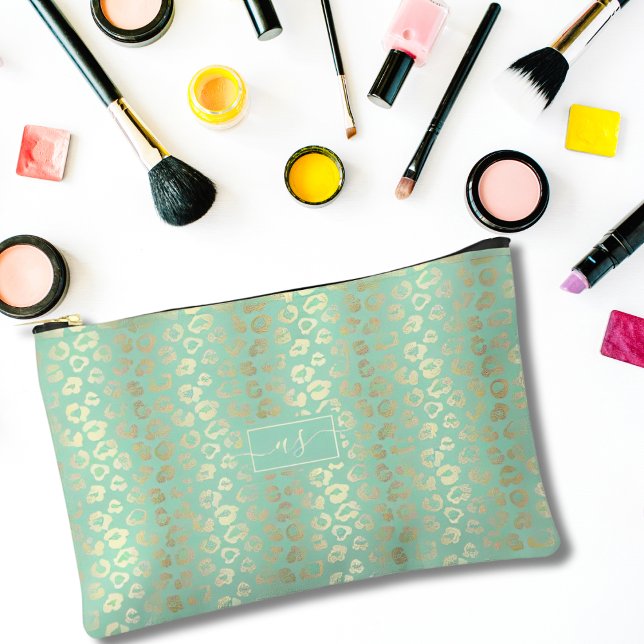 À Accessoires Pochette Monogramme Imprimée Léopard Vert Menthe F (Créateur téléchargé)