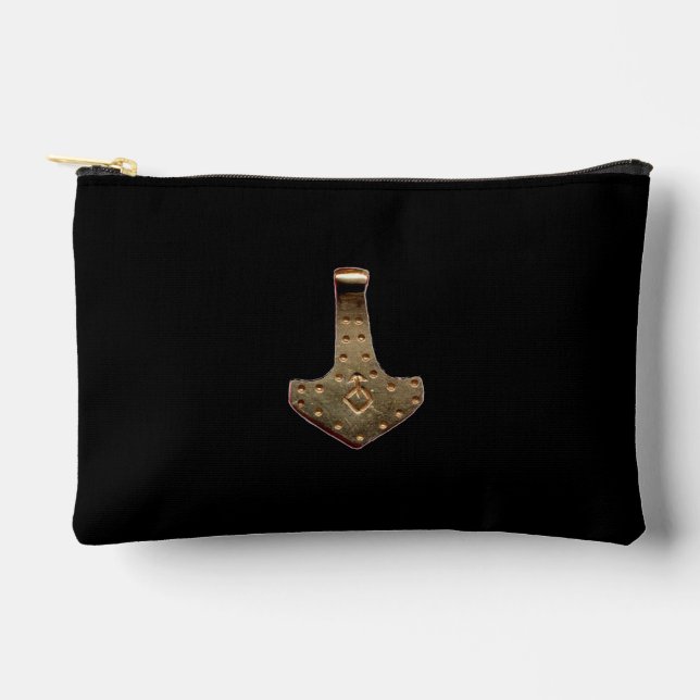 À Accessoires Pochette noire Gold Thor Hammer (Recto)