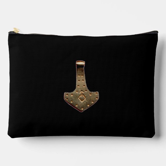 À Accessoires Pochette noire Gold Thor Hammer (Recto)
