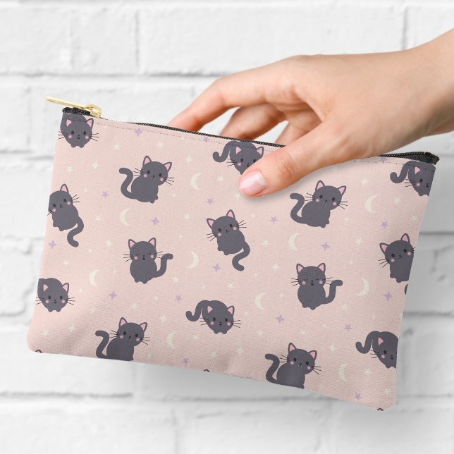 À Accessoires Pochette rose fermeture éclair Chat Gris Mignon (Créateur téléchargé)