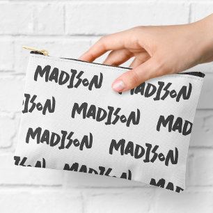 À Accessoires Pochette zippée avec impression de nom en noir et