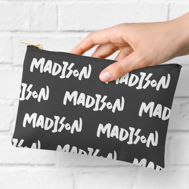 À Accessoires Pochette zippée avec nom en noir et blanc (Créateur téléchargé)