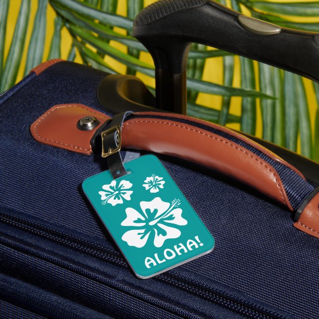 À Bagage Aloha étiquette bagages avec des fleurs d'Hibiscus (Insitu Rectoal 1)