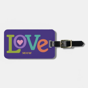 À Bagage Colorful Love personnalisé monogramme et étiquette