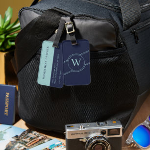 À Bagage Élégante étiquette de bagages bleu foncé avec déta