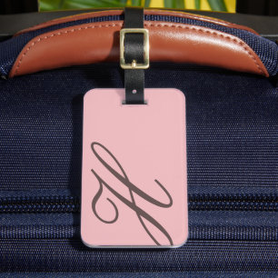 À Bagage Élégante étiquette de bagages rose et monogramme B