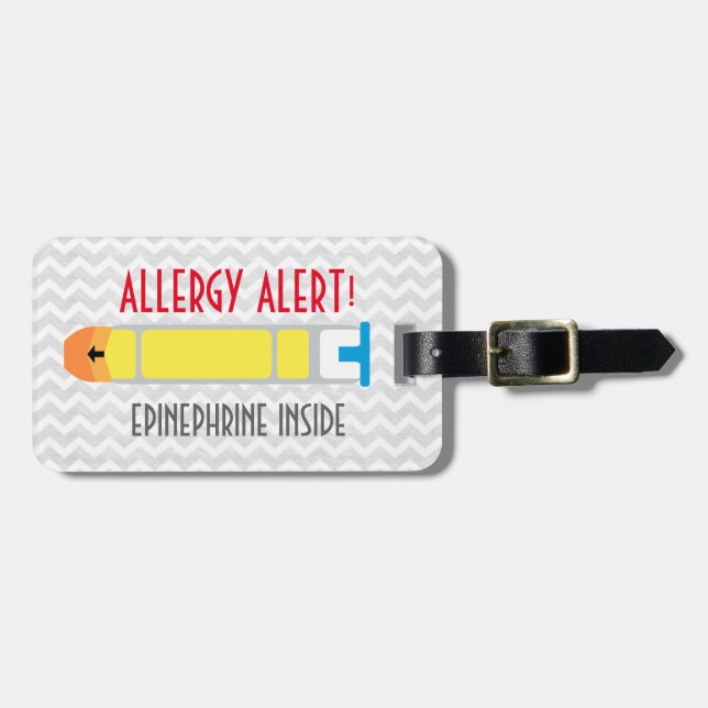 À Bagage Étiquette d'alerte d'allergie d'adrénaline pour la (Devant horizontal)