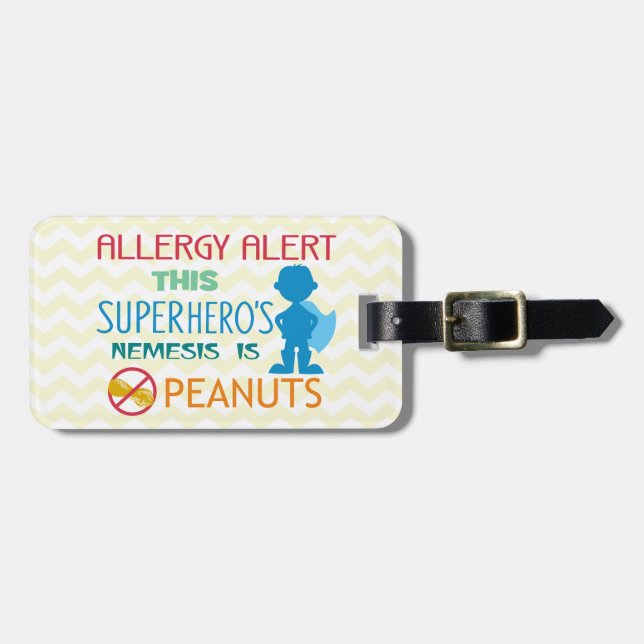 À Bagage Étiquette d'alerte de super héros d'allergie (Devant horizontal)