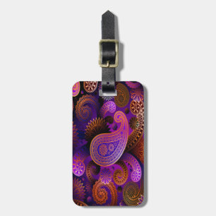 À Bagage Étiquette de bagage/Paisley pourpre