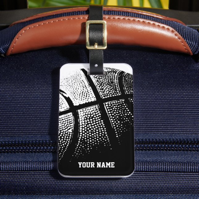 À Bagage Étiquette de bagages de basketball avec nom ou mon (Insitu Rectoal 2)