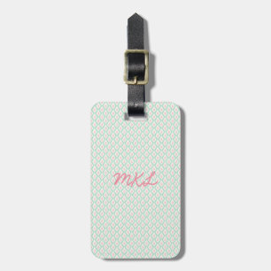 À Bagage Étiquette de bagages Monogram   Pastel Motif vert 
