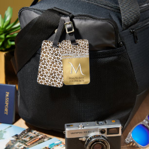 À Bagage Étiquette de bagages Monogrammed Empreinte de léop