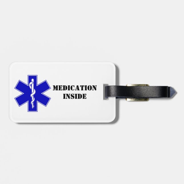 À Bagage Étiquette de bagages pour médicaments horizontaux  (Dos horizontal)