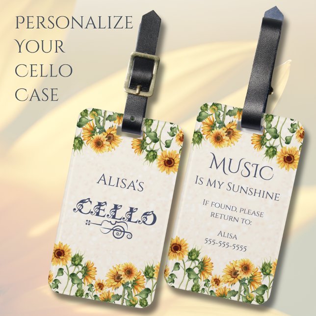 À Bagage Étiquette de housse d'instrument de violoncelle to (Make a unique and personalized tag for your favorite cellist today!)