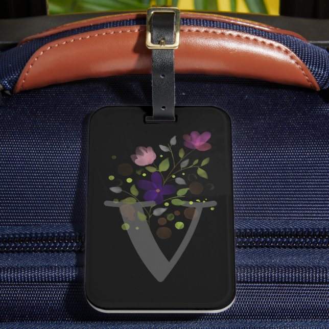 À Bagage Étiquette de la lettre initiale V Plus design flor (Insitu Rectoal 2)