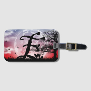 À Bagage Étiquette de la Pleine lune et du chat E du monogr