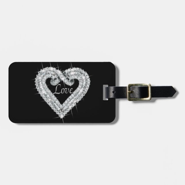 À Bagage Étiquette de la valise Coeur Diamant (Devant horizontal)