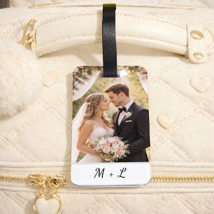 À Bagage Étiquette de mariage personnalisée avec initiales