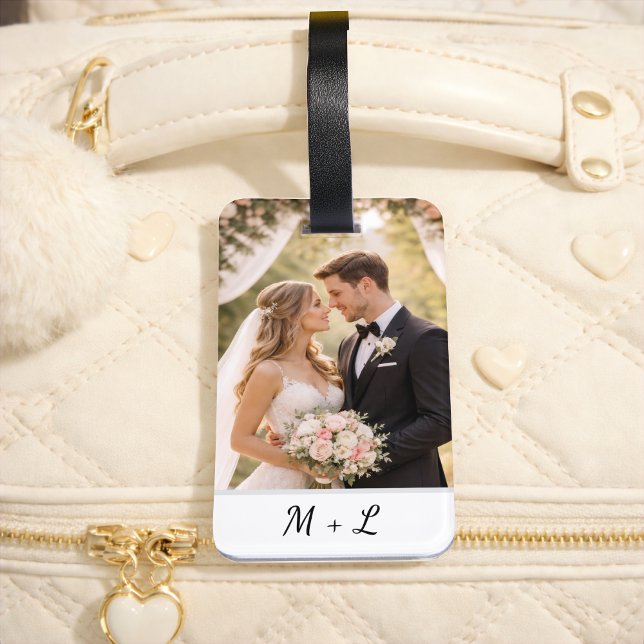 À Bagage Étiquette de mariage personnalisée avec initiales  (Créateur téléchargé)