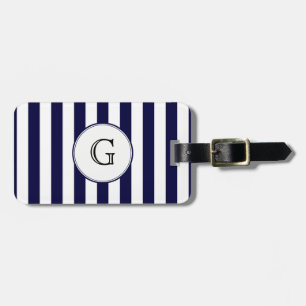 À Bagage Étiquette de monogramme blanc bleu marine