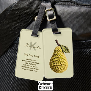 À Bagage Étiquette de nom de la poire de Crochet jaune mini