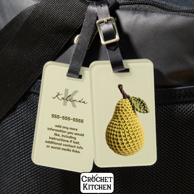 À Bagage Étiquette de nom de la poire de Crochet jaune mini (Créateur téléchargé)