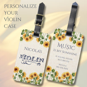 À Bagage Étiquette de nom de l'étui de violon Tournesol mig