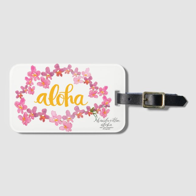 À Bagage Étiquette de sac Aloha Bold Orchid Lei - Blanc (Devant Horizontal)