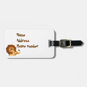 À Bagage Étiquette Dessin d'amour du lion papa et de l'enfa