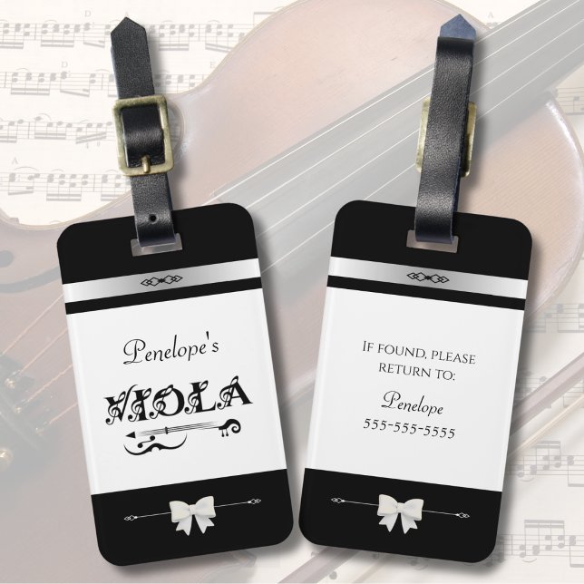 À Bagage Étiquette d'identification pour étui de violon noi (Elegant identification for your viola. Chic, professional, and perfect for the rehearsal room.)