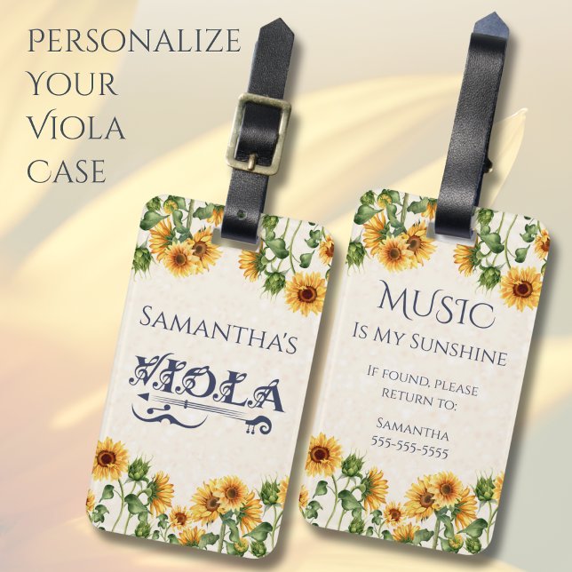 À Bagage Étiquette d'instrument de Viola Tournesol Fantaisi (Protect your instrument in style and make sure your case stands out in a crowd)